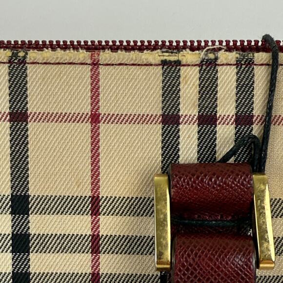 Burberry Nova Check Tote Bag Beige Black Burgundy Plaid Authentic ISSUES READ - Picture 5 of 16